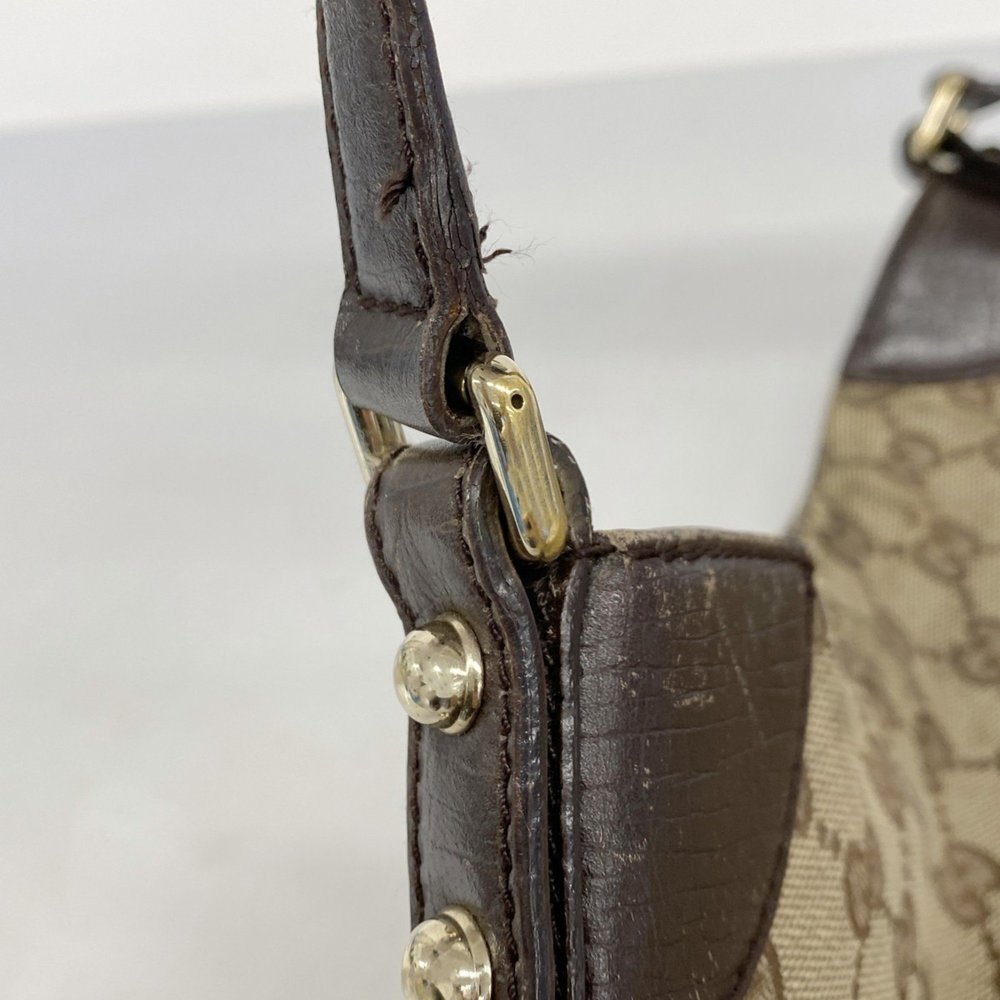 Gucci GG Canvas Sherry Line Horsebit Shoulder Bag 137388 Brown Beige Women's - Picture 9 of 11